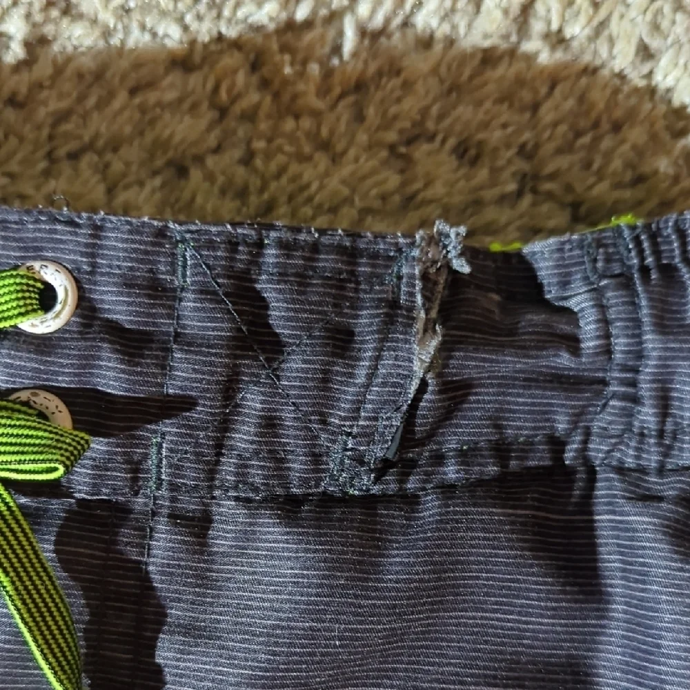 Blue and Gray Board Shorts with Drawstring